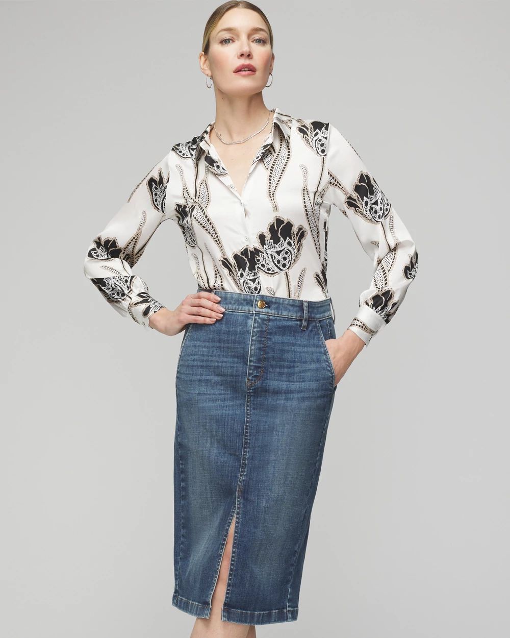 Denim Midi Skirt